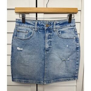 Garage Distressed Stretch Denim Mini Skirt Boho Women's Size XS